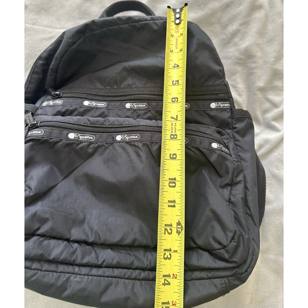LeSportsac Route Black Backpack Multi Zipper Clean - Picture 15 of 16